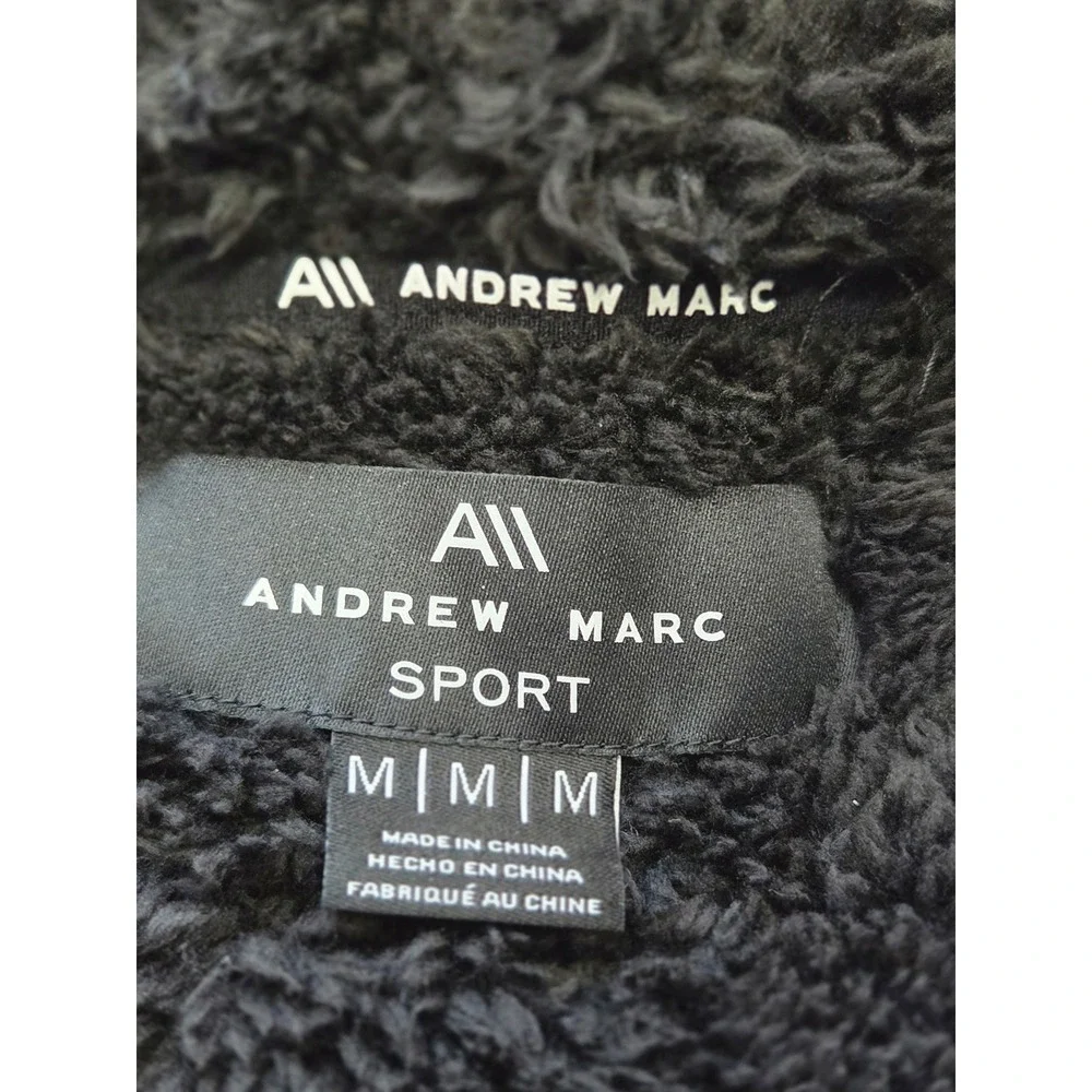 Andrew Marc Sport Fleece Full Zip Hoodie Jacket Size Medium Black‎ NWT $84 - Picture 5 of 7